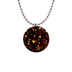 Christmas Xmas Stars Star Advent Background 1  Button Necklace by Ravend