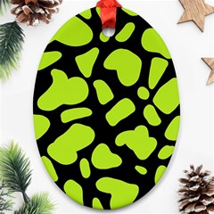 Neon Green Cow Spots Ornament (oval) by ConteMonfrey