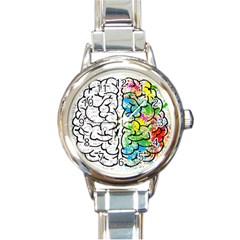 Brain Mind Psychology Idea Drawing Round Italian Charm Watch by Wegoenart