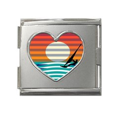 Waves Windsurfer Sun Mega Link Heart Italian Charm (18mm) by Ravend