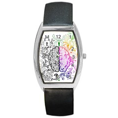 Anatomy Brain Head Medical Psychedelic  Skull Barrel Style Metal Watch by danenraven