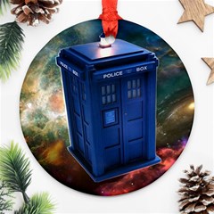 The Police Box Tardis Time Travel Device Used Doctor Who Round Ornament (two Sides)