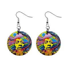 Psychedelic Rock Jimi Hendrix Mini Button Earrings