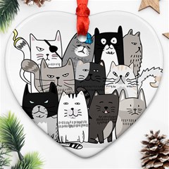 Cute Cat Hand Drawn Cartoon Style Ornament (heart) by Jancukart