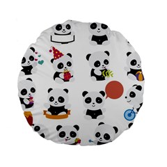 Playing-pandas-cartoons Standard 15  Premium Round Cushions