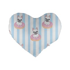 French-bulldog-dog-seamless-pattern Standard 16  Premium Heart Shape Cushions