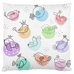 Cartoon-bird-cute-doodle-bird Standard Flano Cushion Case (one Side)