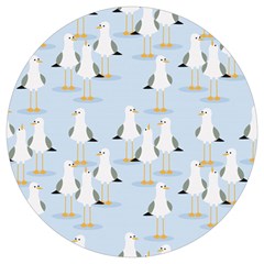 Cute-seagulls-seamless-pattern-light-blue-background Round Trivet by Jancukart