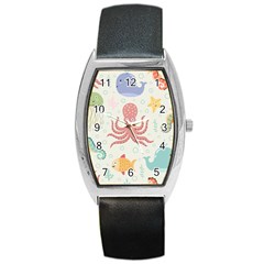 Underwater-seamless-pattern-light-background-funny Barrel Style Metal Watch by Jancukart