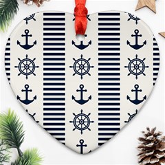 Nautical-seamless-pattern-vector-illustration Heart Ornament (two Sides)