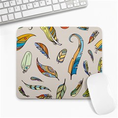 Vector-boho-doodle-feathers-seamless-pattern-illustration Large Mousepad