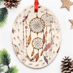 Coloured-dreamcatcher-background Oval Filigree Ornament (two Sides)