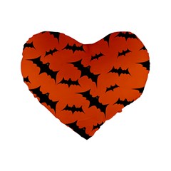 Halloween Card With Bats Flying Pattern Standard 16  Premium Flano Heart Shape Cushions by Wegoenart