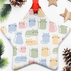 Cute-cat-colorful-cartoon-doodle-seamless-pattern Ornament (star) by Wegoenart