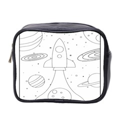 Going To Space - Cute Starship Doodle  Mini Toiletries Bag (two Sides) by ConteMonfrey