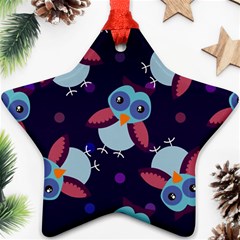 Owl Pattern Background Star Ornament (two Sides) by Wegoenart