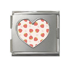 Strawberries Pattern Design Mega Link Heart Italian Charm (18mm) by Wegoenart