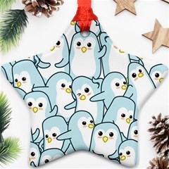 Penguin Pattern Star Ornament (two Sides) by Wegoenart