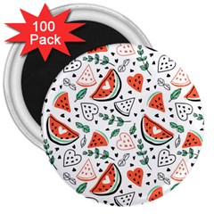 Seamless-vector-pattern-with-watermelons-mint 3  Magnets (100 Pack) by Wegoenart