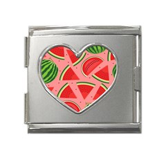 Red Watermelon  Mega Link Heart Italian Charm (18mm) by ConteMonfrey