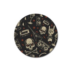 Grunge Seamless Pattern With Skulls Magnet 3  (round) by Wegoenart