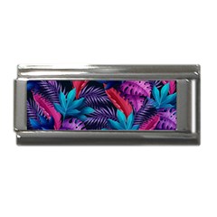 Background With Violet Blue Tropical Leaves Superlink Italian Charm (9mm)