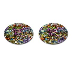 Graffiti Word Seamless Pattern Cufflinks (oval) by Wegoenart