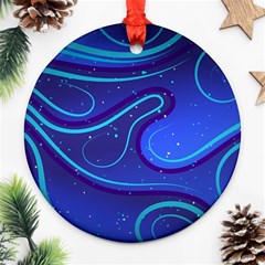 Wavy Abstract Blue Ornament (round) by Ravend