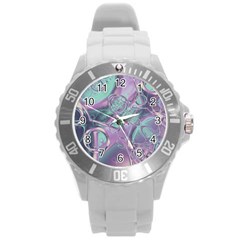 Illustration Fractal Pattern Modern Art Digital Round Plastic Sport Watch (l) by Ravend