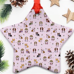 Puppies Dog Pattern Drawing Ornament (star) by Wegoenart