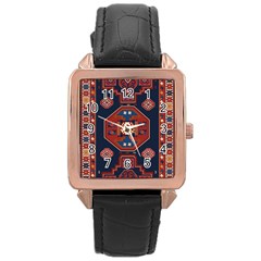 Armenian Old Carpet  Rose Gold Leather Watch  by Gohar