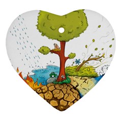 Natural Disaster Flood Earthquake Heart Ornament (two Sides)