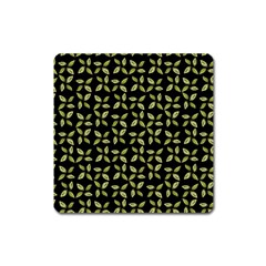 Leaves Motif Random Print Pattern Square Magnet by dflcprintsclothing