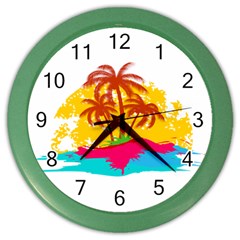 Holiday Tropical Elements Leaf Orange Color Wall Clock