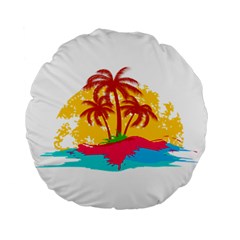 Holiday Tropical Elements Leaf Orange Standard 15  Premium Flano Round Cushions