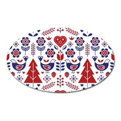 Scandinavian Folk Seamless Pattern Oval Magnet by Jancukart