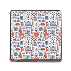 Medical Icons Square Seamless Pattern Memory Card Reader (square 5 Slot) by Jancukart