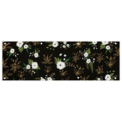 Black And White Floral Textile Digital Art Abstract Pattern Banner And Sign 9  X 3  by danenraven