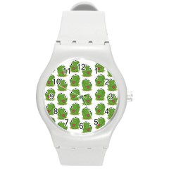 Kermit The Frog Pattern Round Plastic Sport Watch (m) by Valentinaart