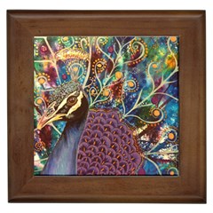 Peacock Mixed Media Bird Animal Framed Tile by danenraven