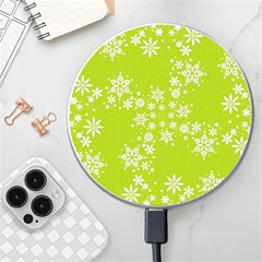 White Snowflakes Green Wireless Fast Charger(white) by TetiBright