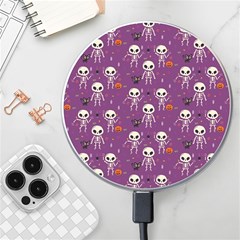 Background Halloween Pattern Pumpkin Skeleton Bat Wireless Charger by Ravend