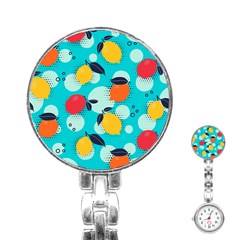 Pop Art Style Citrus Seamless Pattern Stainless Steel Nurses Watch by Pakemis