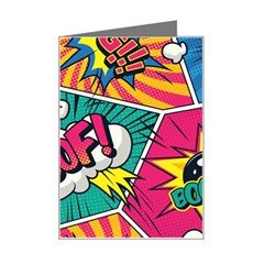 Comic Colorful Seamless Pattern Mini Greeting Card by Pakemis