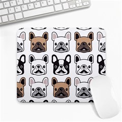 Dog French Bulldog Seamless Pattern Face Head Large Mousepad by Pakemis