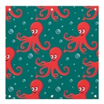 Cute Smiling Red Octopus Swimming Underwater Banner and Sign 4  x 4  Front