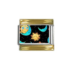 Seamless Pattern With Sun Moon Children Gold Trim Italian Charm (9mm)