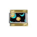 Seamless Pattern With Sun Moon Children Gold Trim Italian Charm (9mm) Front