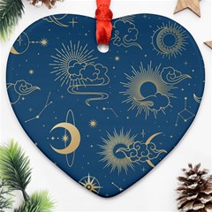 Seamless-galaxy-pattern Heart Ornament (two Sides) by Pakemis