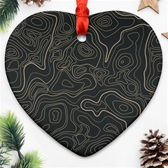 Damask-seamless-pattern Heart Ornament (two Sides) by Pakemis